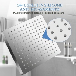 Pară de Duș Pătrată 10 Inch (25x25 cm), Oțel Inoxidabil 304, Efect de Ploaie de Înaltă Presiune, Sistem Anti-Calcar, Finisaj Argintiu Oglindă - Img 4