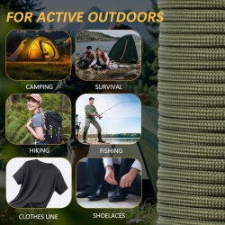 Paracord Negru Romon 4 mm, Coardă de Supraviețuire Tip 550 din Nailon cu 7 Fire Interioare, Rezistență 250 kg, Rolă 50 m, Ideal pentru Camping și Drumeții - Img 2