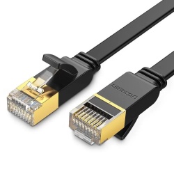 PATCH CORD FTP Ugreen Cat7, "NW106" fire din cupru, flat cable, viteza maxima 10 Gbps, 15m, negru "11266" (timbru verde 0.8 lei) - 6957303801466