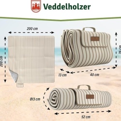 Pătură de picnic și plajă XXL Veddelholzer, 200 x 200 cm, impermeabilă, rezistentă la nisip, strat termoizolant și căptușeală moale, pliabilă tip geantă, lavabilă - Img 5