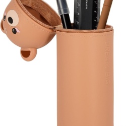 Penar Școlar Kawaii 2-în-1 din Silicon Moale Legami, Model Ursuleț (Teddy), Suport Retractabil de Birou, Închidere cu Fermoar, Înălțime 18.5 cm - Img 8