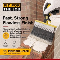 Pensulă pentru Zidărie "Block Brush" Fit For The Job 4 inch, Perete Exterior și Suprafețe Rugoase, Mâner Soft-Grip - Img 6