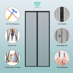 Plasă Anti-Insecte Magnetică pentru Uși Typec Home 140 x 215 cm, Perdea Împotriva Țânțarilor și Muștelor cu Închidere Automată Silențioasă, Bandă Arici Superioară Lățită la 4 cm, Montaj Fără Găurire, Plasă Deasă Rezistentă - Img 6