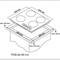 Plita incorporabila Heinner HBH-S584WI-GBK, Gaz, 4 Arzatoare, Aprindere electrica, Gratar fonta, WOK, Sticla neagra - Img 3