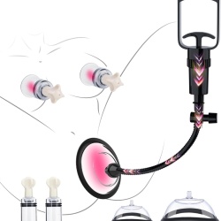 Pompă cu Vacuum pentru Clitoris și Labii cu 2 Cupe pentru Mameloane, Set Stimulare Intimă pentru Femei și Cupluri, Supapă de Eliberare Rapidă a Presiunii