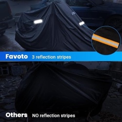 Prelata moto impermeabila Favoto 245x105x125 cm, husa protectie ploaie, soare, praf si zgarieturi, material rezistent cu fante blocare antifurt si benzi reflectorizante noapte, Negru - Img 2