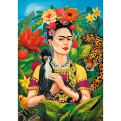 PUZZLE TREFL 1000 PREMIUM PLUS FRIDA KAHLO PORTRET IN JUNGLA - Img 2