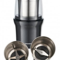 Rasnita electrica Heinner HCG-200DGIX2, rasnire umeda si uscata, 200 W, 70g, 2 recipiente, carcasa inox, Gri - Img 2