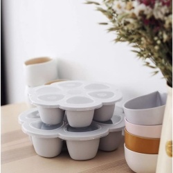 Recipient Multi-Porții din Silicon cu Capac BÉABA Maxi Porțiuni 6 x 90 ml, Formă pentru Congelare și Păstrare Hrană Bebeluși, Rezistență Termică la Cuptor și Microunde (-55°C la +210°C) - Img 6