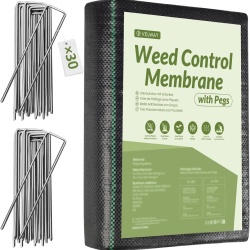 Rolă Geotextil Antiburuiene Velway 1x10m cu 30 Cuie de Fixare Incluse, Membrană Polipropilenă Heavy Duty pentru Grădină