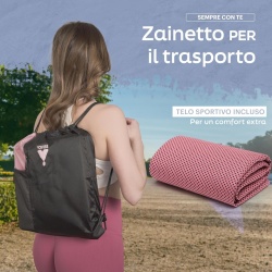 Saltea yoga și pilates profesională antialunecare YoVibe, 183 x 60 cm, pliabilă și impermeabilă, include prosop fitness și geantă de transport, roz - Img 5