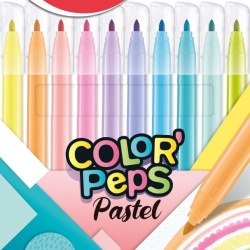 Set 10 Carioci Colorate Pastel Maped Color'Peps Jungle, Vârf Mediu Blocat 2.8 mm, Cerneală Ultra-Lavabilă, Multicolor