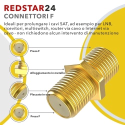 Set 10 Conectori F de 7 mm cu Filet + 5 Adaptoare F Mamă-Mamă, Conectori Coaxiali Placați cu Aur pentru Cablu TV / Satelit, Garnitură de Etanșare și Piuliță Lată - Img 5