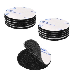 Set 10 Perechi Buline Autoadezive Extra Puternice cu Arici (Hook & Loop), Diametru 50 mm, Negre, Dublu-Adezive, Alternativă Curată la Cuie și Șuruburi, pentru Casă, Școală și Birou