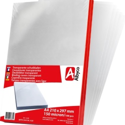 Set 100 Coperți Transparente pentru Îndosariat Albyco A4, Grosime 150 Micron Lucios (Gloss), Folii Cristal din Plastic pentru Îndosariere cu Inele Plastic, Metal sau Spate Termic
