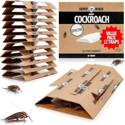 Set 12 Capcane Adezive cu Momeală Alimentară pentru Gândaci de Bucătărie Super Ninja, Adeziv Ultra-Puternic Fără Toxine, Sigur pentru Copii și Animale, Protecție Continuă Până la 3 Luni, Carton Reciclat, pentru Casă, Bucătărie și Garaj