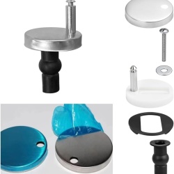 Set 2 Balamale și Șuruburi de Fixare Superioară pentru Capac WC, Sistem de Prindere prin Înfiletare Rapidă (Top Fix) cu Dopuri Expandabile din Cauciuc și Șuruburi din Oțel Inoxidabil, Compatibilitate Universală pentru Găuri de 14–16 mm