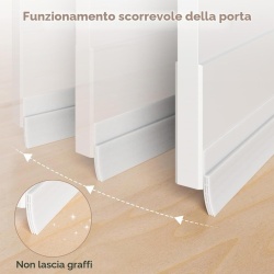 Set 2 Benzi Autoadezive Izolație Sub Ușă din TPE Flexibil, 100 x 5 cm, Etanșare Fonică și Termică cu Structură Tubulară Triplu-Strat, Acoperire Fante Până la 4 cm, Protecție Anti-Curent, Praf și Insecte, Alb - Img 4