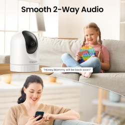 Set 2 camera de securitate interior Cinnado 2K WiFi 2.4G si audio, sirena card SD 24/7, cloud (optional), compatibil cu Alexa si Google Home - Img 2
