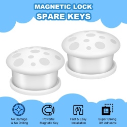 Set 2 Chei Magnetice de Rezervă pentru Siguranța Copiilor, Chei Magneți pentru Dulapuri și Sertare, Montaj Fără Unelte, Design Ergonomic - Img 5