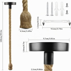 Set 2 Pendule Suspendate din Sfoară de Cânepă E27 (Lungime 100 cm), Lustre Rustice Industriale, Cablu Ajustabil Stil DIY - Img 6