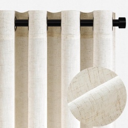 Set 2 Perdele Voal Topfinel cu In Natural 140 x 235 cm, Finisaj Semitransparent cu Inele Metalice (Capsate), Stil Modern Boem pentru Living și Dormitor - Img 2