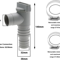 Set 2 Robinete de Închidere pentru Piscină cu Conexiune Furtun 32 mm, Supape de Blocare Debit cu 6 Coliere din Oțel Inoxidabil, Adaptor Mentenanță Filtru și Pompă de Apă - Img 7
