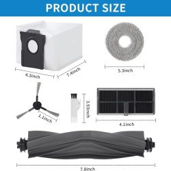 Set 24 Piese Accesorii și Consumabile pentru Dreame L10s Ultra Gen 2, L10s Pro Ultra Heat, X30 Ultra și Mova E30 Ultra, Perie Centrală din Cauciuc, 6 Pungi de Praf, 6 Lavete Mop Microfibră, 6 Perii Laterale, 4 Filtre HEPA Lavabile și Perie de Curățare - Img 7