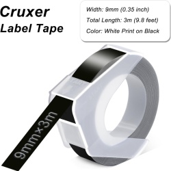Set 3 Benzi Reliefare A0898130 Compatibile Dymo Omega 3D, 9 mm x 3 m, Text Alb pe Fond Negru, Benzi Vinil Embossing pentru Aparate de Etichetat Dymo Junior - Img 6