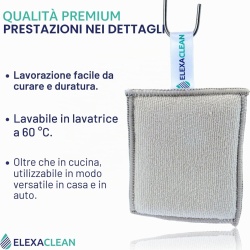 Set 3 Bureți de Vase cu Față Dublă ELEXACLEAN, 10 x 8 cm, Microfibră și Suprafață Abrazivă Anti-Zgârieturi, Lavabili la Mașină, Reutilizabili, Antracit - Img 5