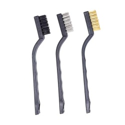Set 3 perii metalice mini 18 cm (7 inch) pentru curățare și îndepărtare rugină, peri din inox, alamă și nailon