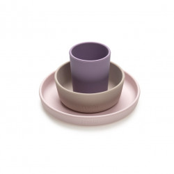 SET 3 RECIPIENTE SILICON HRANA BEBE, MELII, PURPLE&PINK&GREY - Img 3
