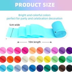 Set 30 Role Hârtie Creponată Colorată (Serpentine Decorative pentru Nuntă, Aniversare, Crăciun), Dimensiune 5 cm x 10 m per Rolă, 30 de Nuanțe Vii - Img 7