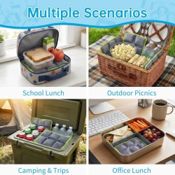 Set 4 Pastile de Răcire Slim Reutilizabile TYPEC home, Baterii cu Gel pentru Geantă Termică și Caserolă Prânz, Răcitoare Portabile pentru Picnic, Camping, Călătorii, Verde - Img 4