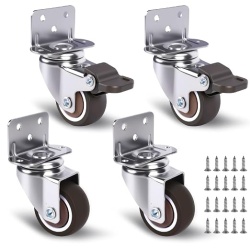 Set 4 Roți Pivotante pentru Mobilier 1.5 Inch (40 mm), Profil Redus, Sarcină Totală 90 kg (194 lbs), Roți Mici pentru Cărucioare și Mobilă