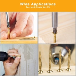Set 410 Șuruburi Typec pentru Lemn Autofiletante M3-M4, Cap Îngropat (Countersunk / Flat), Oțel Carbon Zincat, Asortiment Dimensiuni Mici și Medii cu Cutie de Depozitare - Img 4