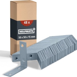 Set 48 colțare metalice pentru mobilier Helpmate, 50x50x15 mm, oțel galvanizat, elemente de îmbinare și ranforsare