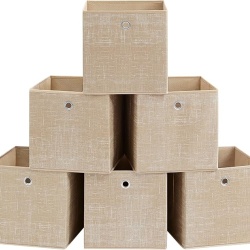 Set 6 Cutii de Depozitare SONGMICS, cu Mânere, 30 x 30 x 30 cm, Organizator pentru Dulap și Rafturi