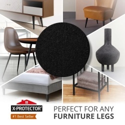 Set 8 folii / placi pasla autoadeziva pentru picioare scaune si mobila X-PROTECTOR, 150 x 110 mm, protectii pardoseli decupabile, antizgarieturi si amortizare zgomot, Negru - Img 4
