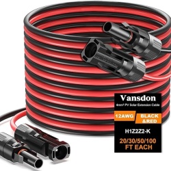 Set Cabluri Solare Typec Extensie Panouri Fotovoltaice 2x9.2 m (30 ft), 12 AWG (4 mm²), Conectori MC4 Tată și Mamă Impermeabili, Roșu și Negru