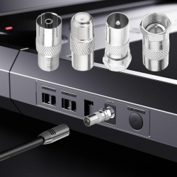 Set de 16 adaptoare coaxiale la priza TV, aliaj de zinc nichelat si cupru, conexiune stabila, pierderi reduse de semnal, montaj rapid, pentru antene TV, satelit, cablu coaxial si dispozitive video - Img 2