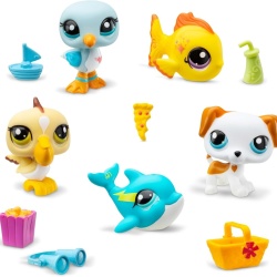 Set de Colecție Littlest Pet Shop Beach Besties 5-Pack, Conține 5 Mini Figurine Animale cu Cap Mobil Bobblehead, 7 Accesorii, Card de Colecție și Cod Virtual Digital pentru Joc Online - Img 4