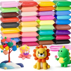 Set Plastilină Spumă Ușoară 36 Culori cu Uscare la Aer, Argilă Polimerică Magică pentru Copii 3-12 Ani, Netoxică, Moale și Nelipicioasă, Cadou Creativ DIY pentru Băieți și Fete