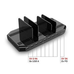 Statie de incarcare Lindy cu 10 porturi USB, 120W, 73435 - Img 5