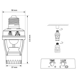 Suport de bec cu senzor de miscare si de amurg Maclean MCE24, 360°, E27, raza 6 m, reglare LUX 3–2000, timp aprindere 10s–5min, ideal pentru coridoare, pivnite, garaje - Img 4
