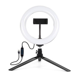 Suport pe trepied Puluz cu inel LED de 20 cm Vlogging PKT3073B - Img 2