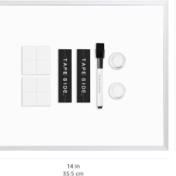 Tabla magnetica alba de scris si sters (Whiteboard), 28 x 36 cm, rama din aluminiu, suprafata stergere uscata, montare adeziva pe perete, pentru birou, scoala si acasa - Img 4