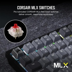 Tastatura mecanica gaming Corsair K65 PLUS 2.4GHz Wireless - Bluetooth®, 75%, Pre-Lubricated CORSAIR MLX Red Linear Switches, RGB - Img 15