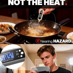 Termometru Digital Profesional pentru Carne și Alimente BESROY, Sondă Pliabilă din Inox Alimentar, Citire Rapidă 2–3s, Ecran LCD Iluminat, Carcasă Rezistentă la Apă, Gri Neutru - Img 7