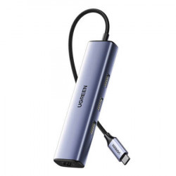 Adaptor UGREEN CM475 Hub USB-C la 3x USB 3.0, RJ45, USB-C PD (gri)
